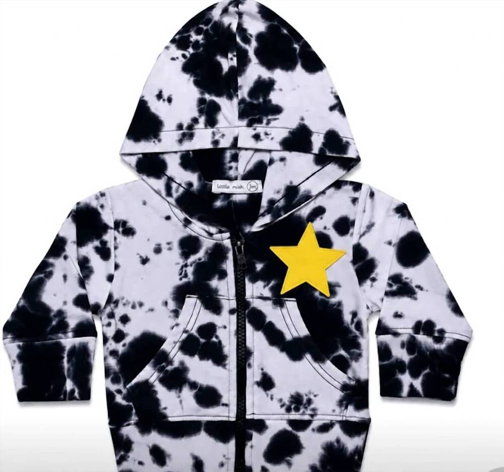 NEW LITTLE MISH kids' star graffiti hoody in black